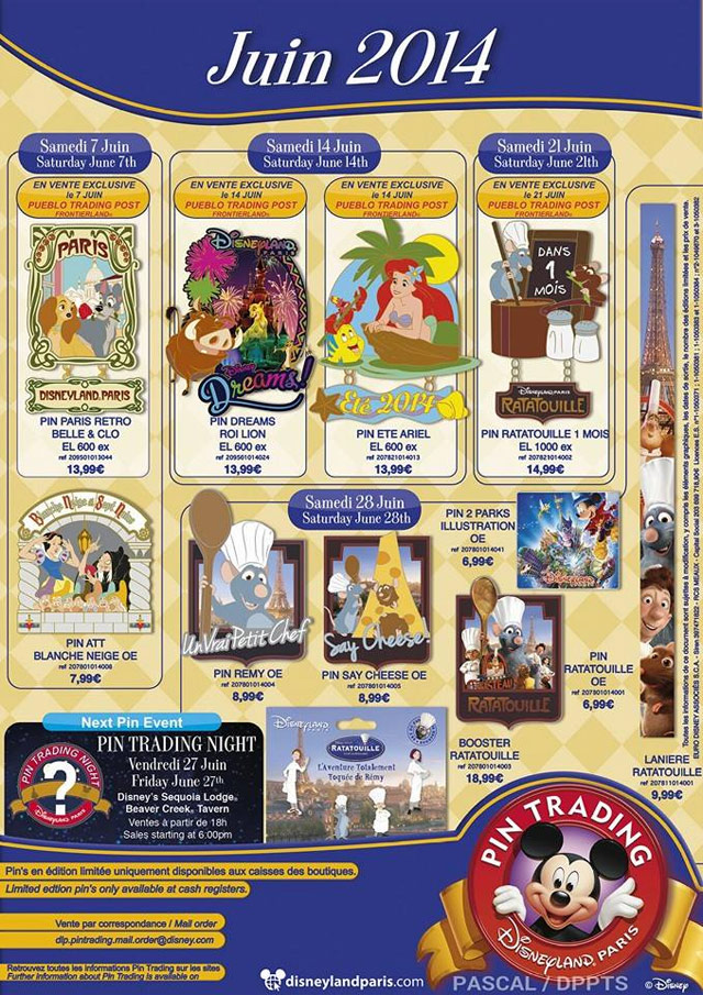 Disneyland Paris June 2014 Pin Trading releases