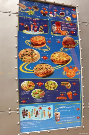 Buzz Lightyear's Pizza Planet in Discoveryland at Disneyland Paris Pizza Burger menu