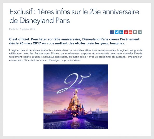 Disneyland Paris 25th Anniversary announcement