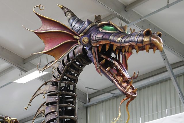 Fire-breathing Maleficent dragon Disney Stars on Parade float Disneyland Paris 25th Anniversary